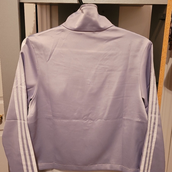 Adidas Grey/Purple Satin Cropped Track Jacket - Picture 3 of 7